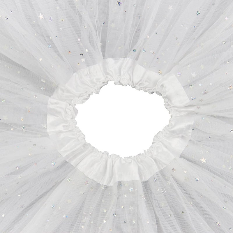 JastoreÂ® Girls Layered Stars Sequins Tutu Skirt Princess Ballet Dance Dress (White) - Image 3